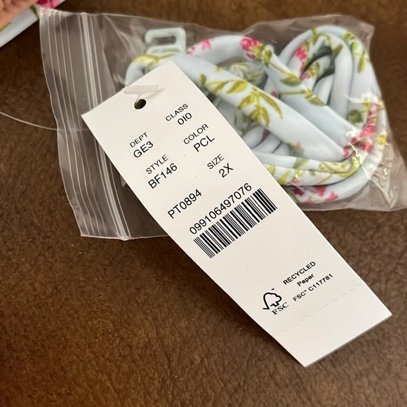 J.Crew Womens Knot Bandeau Bikini Swim Top Cloud Meadow Floral Blue Size 2X - Picture 4 of 9